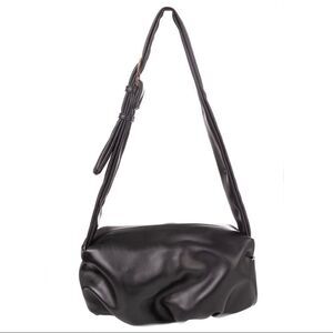 Vegan Leather Upside Down Shoulder Bag, Black